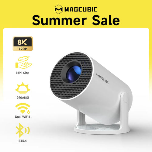 [US Warehouse] Magcubic Hy300Pro Projector 290ANSI Android 14 Dual Wifi6 8K 4K Decode Auto Keystone Correction Wireless BT5.4 130"Screen 1280*720P Built-In Speaker Allwinnerh726 Mini Portable Outdoor Gift Projectors for Bedroom#Summerwins #Dealsforyoudays