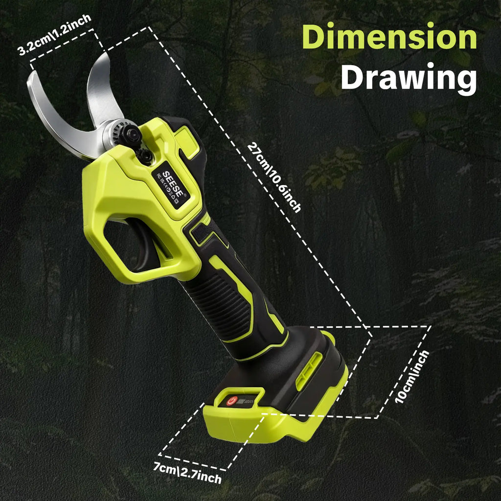 SEESE Electric Pruning Shears for Gardening: 1.25" Cutting Cordless Power Pruner, Brushless Motor, Dual21V Battery for Tree & Flowertrimming